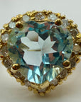 Chantilly 14k Gold, Blue Topaz and Diamond Ring
