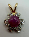 14k Ruby and Diamond Flower Pendant