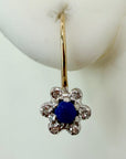 14kラピスとダイヤモンドフラワーピアス(.07ct)