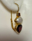 Fanny Kemble Rhodolite Garnet and Freshwater Pearl Earrings
