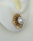 14k Flores Sea Perl/Diamond Earrings (.36ct)