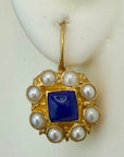 Mediterranean 14k Gold, Lapis and Pearl Earrings