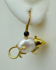 14k White Mice Earrings