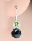 La Bohème Onyx and Peridot Silver Earrings