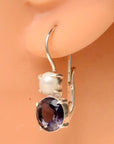 La Bohème Iolite and Pearl Silver Earrings