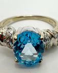14k Queen of Sheba Blue Topaz and Diamond Ring