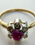Flower 14k Gold, Ruby and Diamond Ring