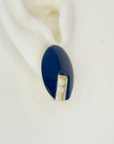 Blue Pearl Deco Enamel Earrings