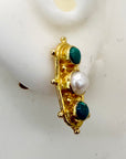 14k Soho Square Turquoise and Cultured Pearl Earrings