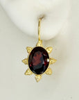 Garnet Sunburst Star Earrings