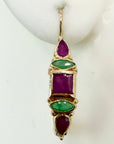 St Patrick 14k Gold, Ruby, Emerald and Garnet Earrings
