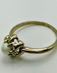 Flower 14k Gold, Pearl and Diamond Ring