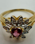 14k Sweetheart Rhodolite and Diamond Ring
