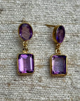 Oval and Rectangle Amethyst Earrings