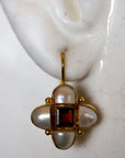 Mona Lisa 14k Gold, Garnet and Pearl Earrings