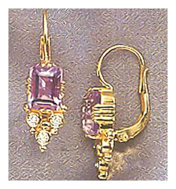 14k Carmen Amethyst and Diamond Earrings (.18ct)