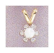 14k Opal and Diamond Flower Pendant