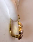 Mona Lisa 14k Gold, Garnet and Pearl Earrings