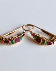 St Patrick 14k Gold, Ruby, Emerald and Garnet Earrings