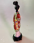 Red Chamber Cloisonne Statue Holding Book