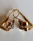 Admiralty Arch 14k Gold, Garnet and Diamond Earrings