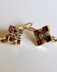 Admiralty Arch 14k Gold, Garnet and Diamond Earrings