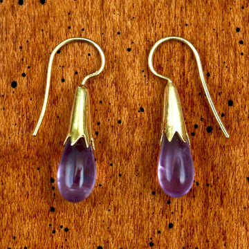 Amethyst Cornflower Bud Egyptian Earrings