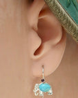 Andhra Elephant Silver Turquoise Earrings