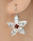 Anne of Gables Cubic Zirconia and Garnet Silver Earrings