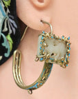 Antique Qing Dynasty Jade Fu Dog Earrings