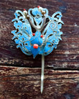 Antique Tian-Tsui (點翠) Hair Pin - Butterfly/Moth - 1038
