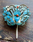 Antique Tian-Tsui (點翠) Hair Pin - Butterfly/Moth - 1028