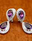 Aphrodite 14k Gold, Amethyst and Diamond Earrings