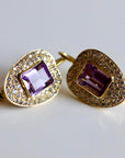Apple 14k Gold, Amethyst and Diamond Earrings