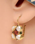 Ariel 14k Gold, Garnet and Pearl Earrings