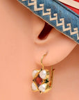 Ariel 14k Gold, Garnet and Pearl Earrings