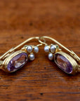 Balmoral Castle 14k Gold, Amethyst and Pearl Earrings