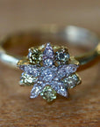 Belle Île 14k Gold White and Green Diamond Ring