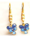 Blue Petal Screw Back Earrings