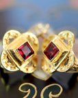 Byzantine 14k Gold and Garnet Earrings