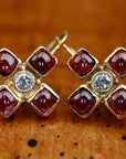 Canterbury 14k Gold, Garnet and Diamond Cross Earrings