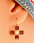 Canterbury 14k Gold, Garnet and Pearl Earrings