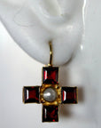 Canterbury 14k Gold, Garnet and Pearl Earrings