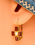 Canterbury 14k Gold, Garnet and Pearl Earrings