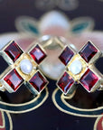 Canterbury 14k Gold, Garnet and Pearl Earrings