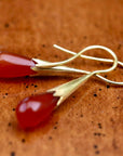 Carnelian Cornflower Bud Egyptian Earrings