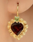 Catherine Earnshaw 14k Gold, Garnet and Peridot Earrings