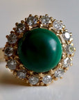 Catherine Parr 14k Gold, Malachite and Diamond Ring