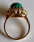 Catherine Parr 14k Gold, Malachite and Diamond Ring