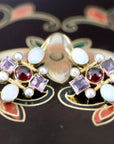 Cellini Cross 14k Gold, Garnet, Amethyst, Opal and Pearl Earrings